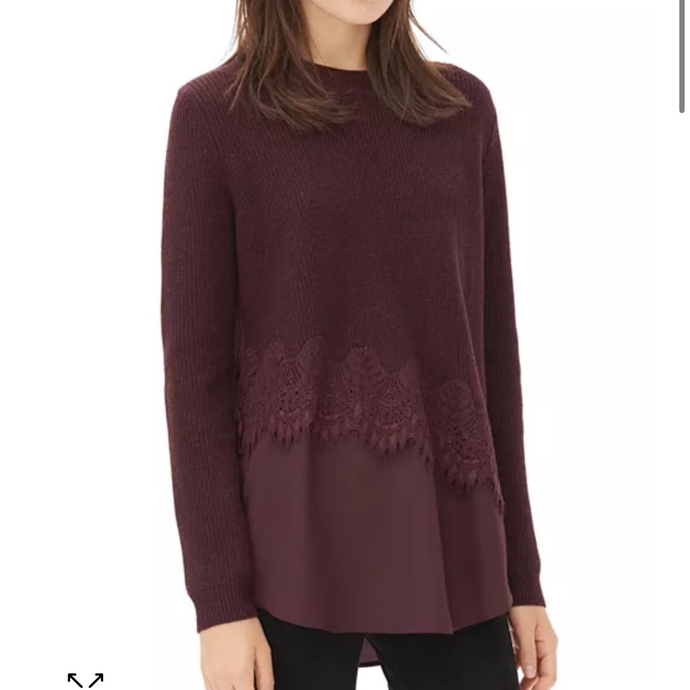 Sandro Paris Seda Lace Trim Sweater Red | Women’s Size M